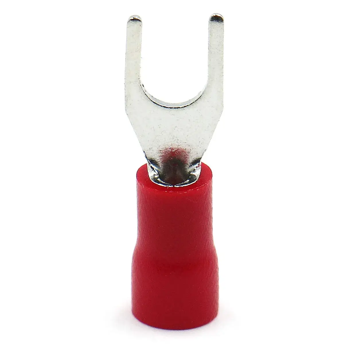 Baomain Red Fork Spade Insulated Terminal Connectors 4.3mm #8 Stud 22-16 AWG (100-Pack) | Secure Crimp Connection for Electrical Wiring - view 3