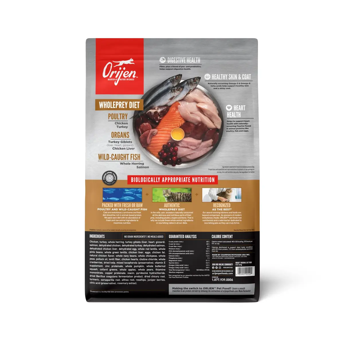 ORIJEN Grain Free WHOLEPREY Dry Cat Food 4lb | High Protein, Raw Flavor, Supports Digestion & Coat - view 2