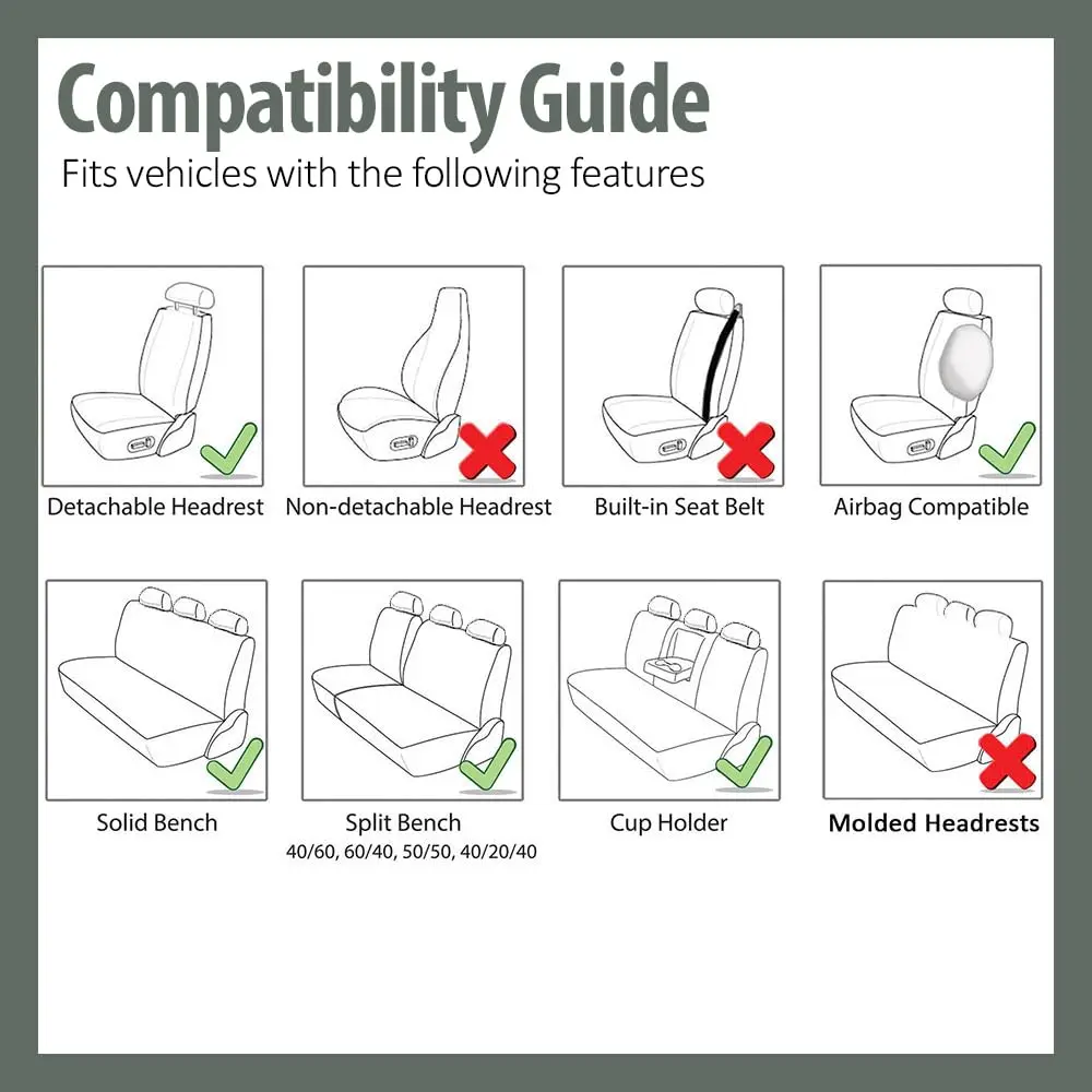 FH Group Orange Polyester Car Seat Covers - Full Set with Front & Rear, Universal Fit, Waterproof, Airbag Compatible (Full Set, Orange) - view 8
