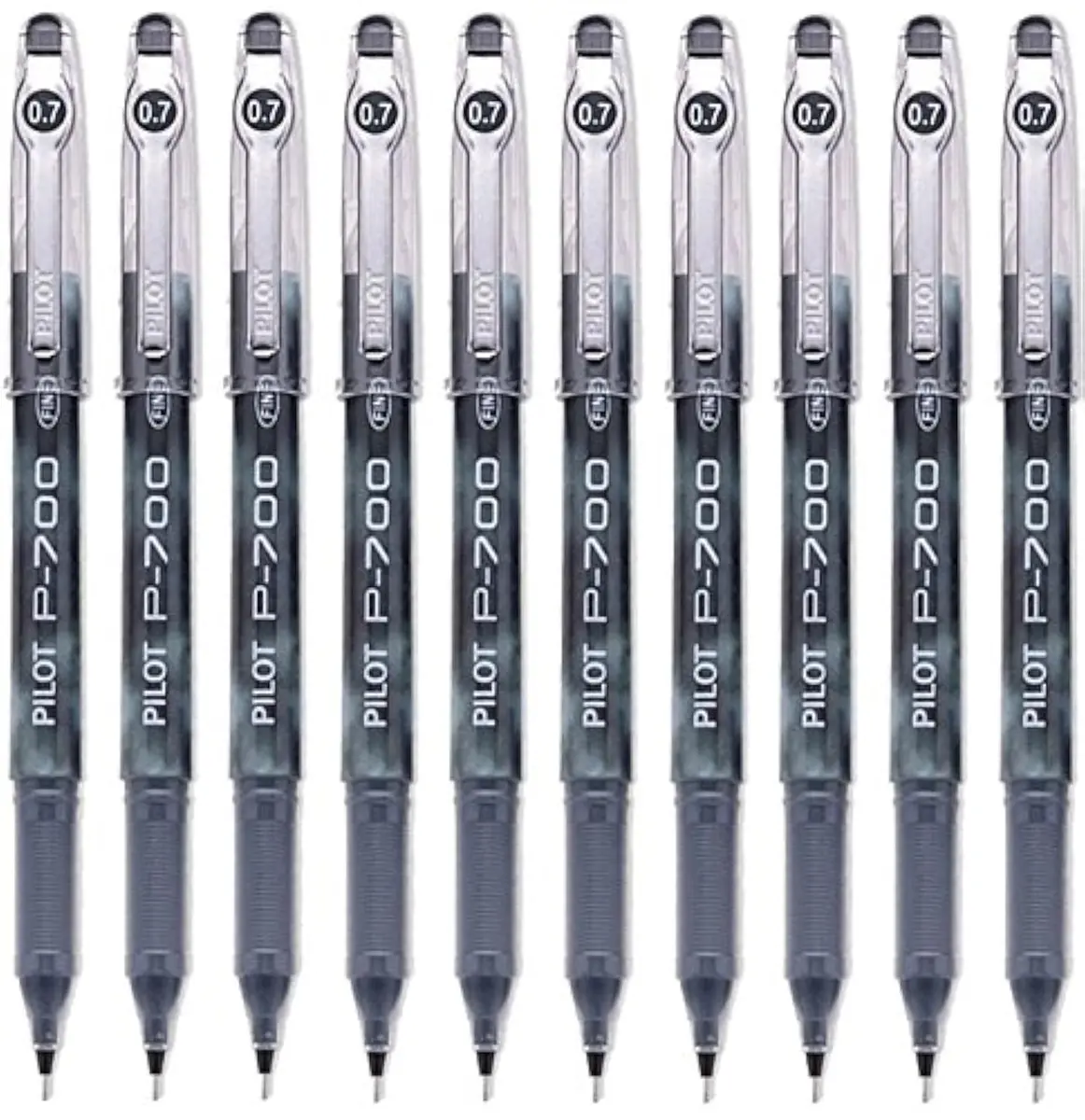 PILOT P-700 Rollerball Stick Gel Pen, Black Ink, Fine Point 10-Pack | Smooth Writing Gel Pens for Students and Office - main product image