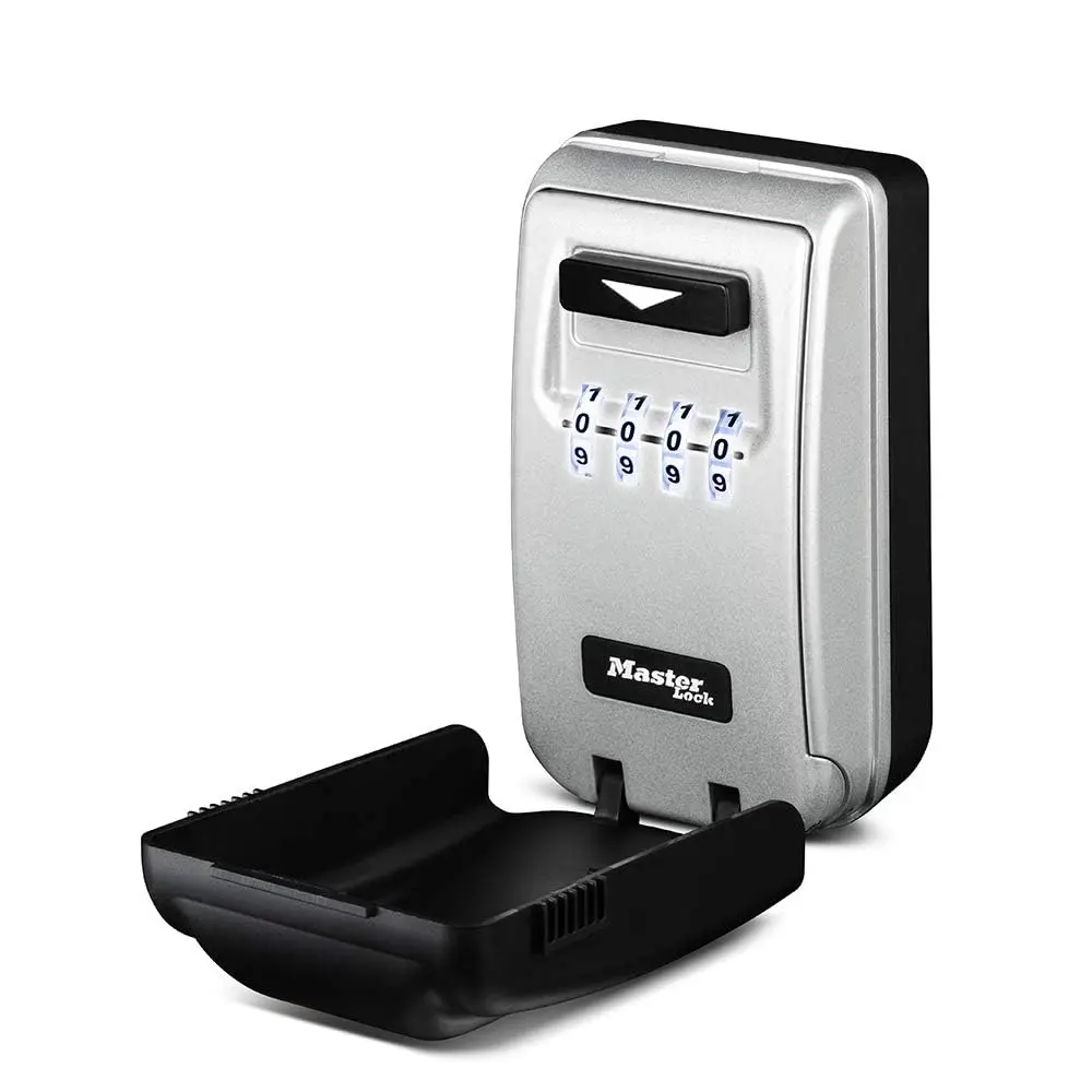 Master Lock 5425D Set Your Own Combination Wall Mount Lock Box with Light Up Dials, 6 Key Capacity, Black | Durable Metal Body & Easy Visibility - main product image