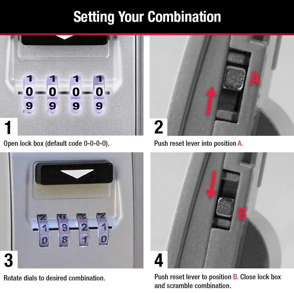 Master Lock 5425D Set Your Own Combination Wall Mount Lock Box with Light Up Dials, 6 Key Capacity, Black | Durable Metal Body & Easy Visibility - view 6