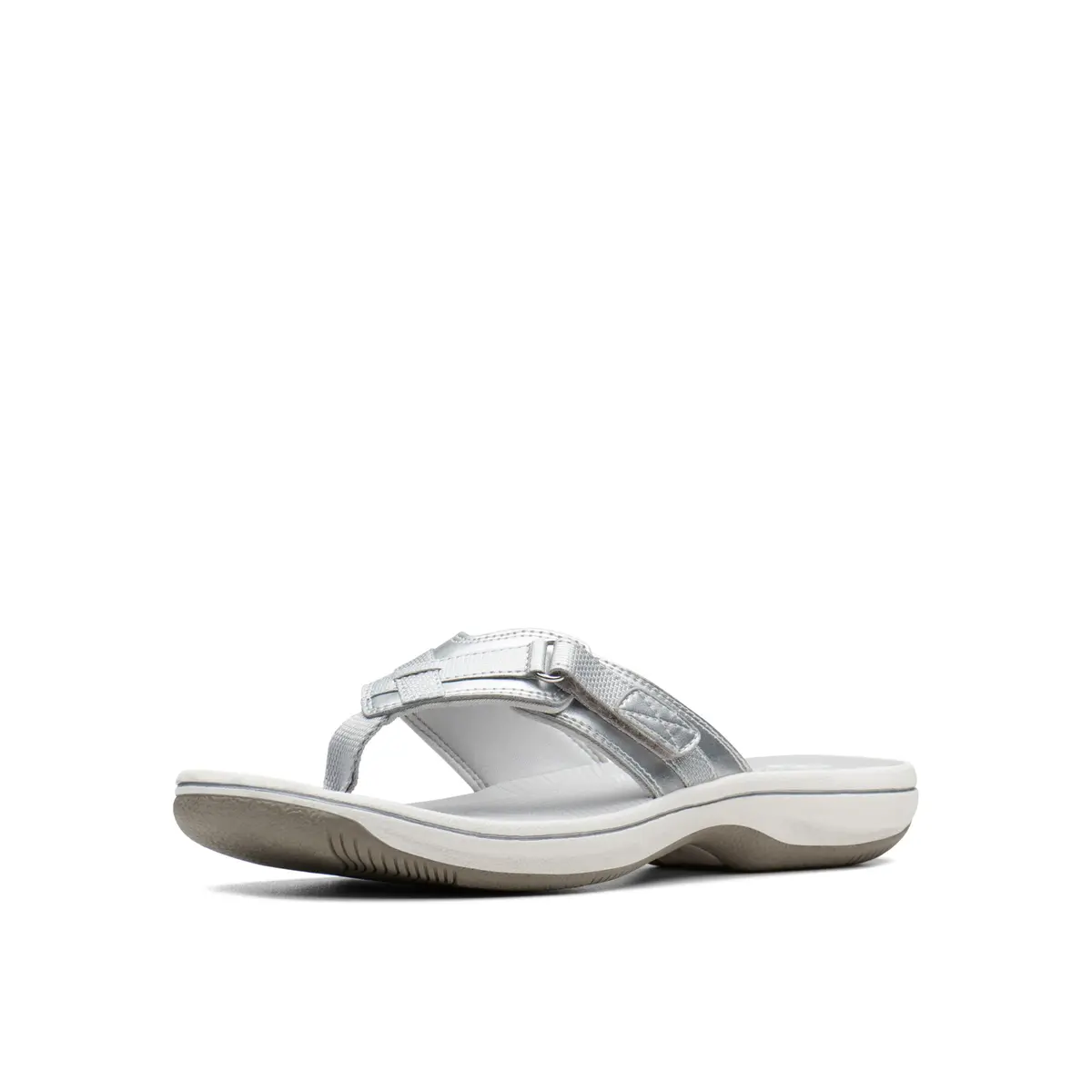 Clarks Breeze Sea Flip-Flop 9 | Silver Synthetic, Lightweight & Comfortable (70-120 chars) - main product image