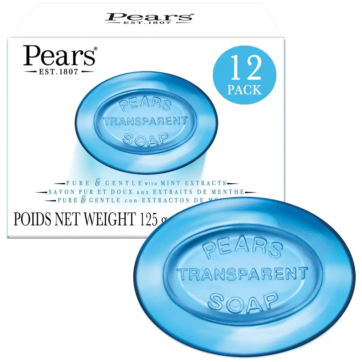 Pears Glycerin Soap, Blue 4.4 Oz | Moisturizing & Refreshing for All Skin Types - main product image