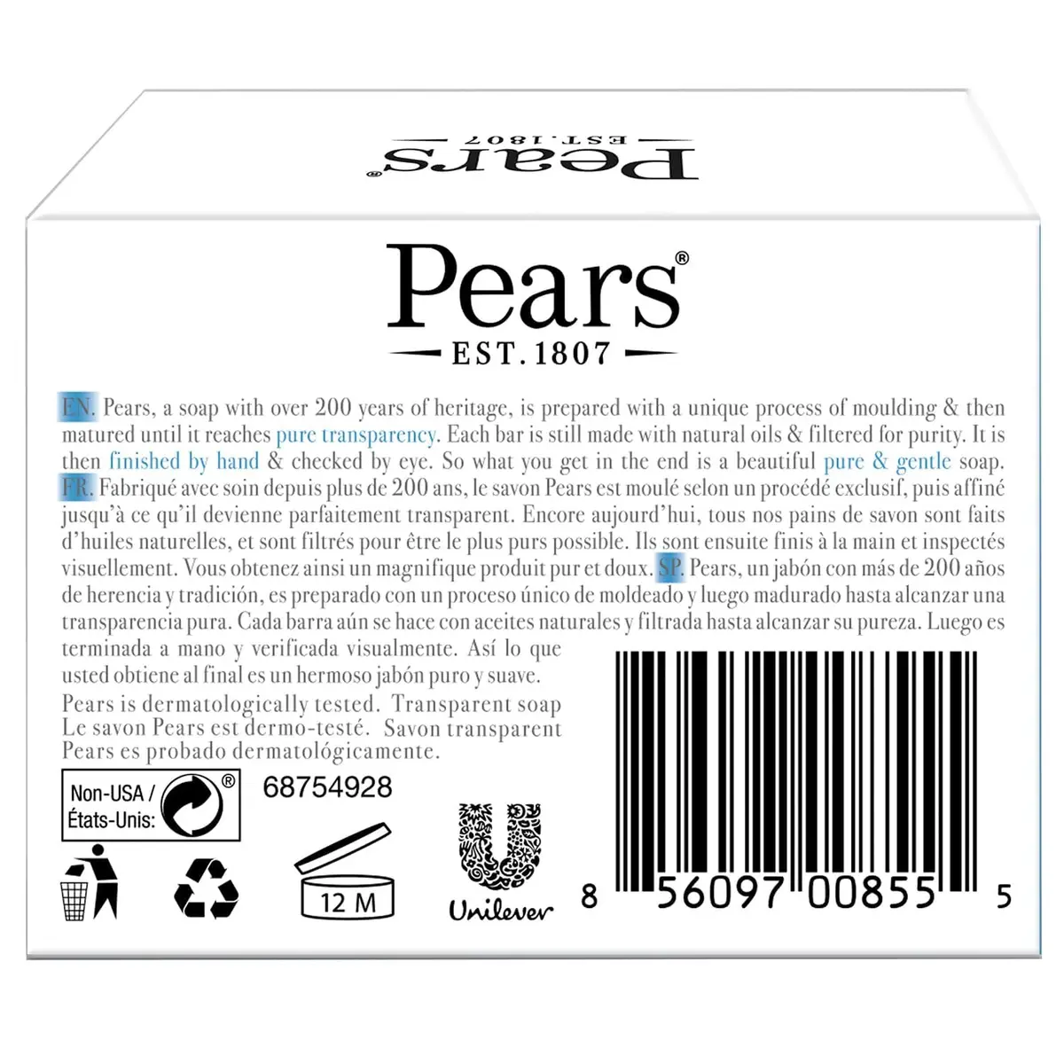 Pears Glycerin Soap, Blue 4.4 Oz | Moisturizing & Refreshing for All Skin Types - view 2