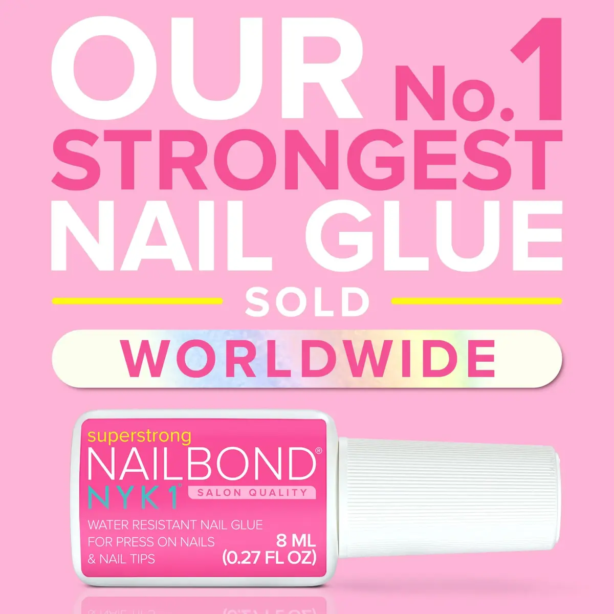 NYK1 NailBond Super Strong Nail Glue for Press On Nails, Nail Tips & Acrylics | 8ml (0.27 Fl Oz) - view 2