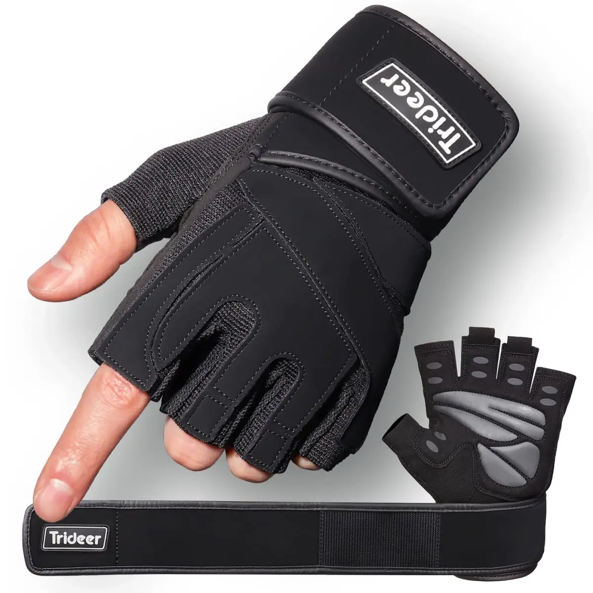 Trideer Black-Wrist Workout Gloves with Wrist Wraps - X-Large - main product image