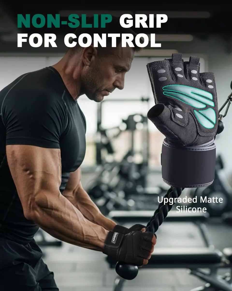 Trideer Workout Gloves with Wrist Wrap Support | Full Palm & Wrist Stability for Men - view 4