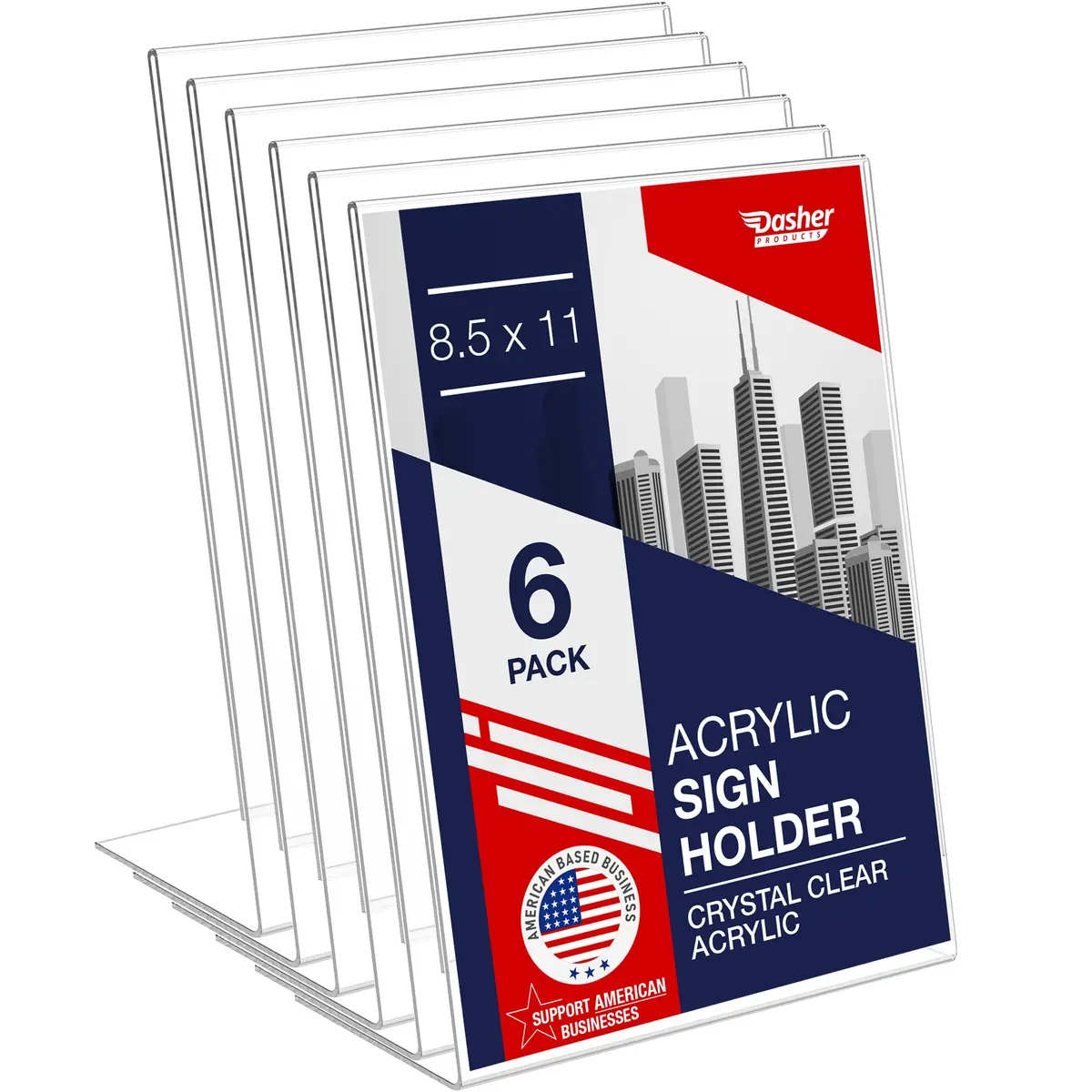 Dasher Products Acrylic Sign Holder 8.5 x 11 | Slant Back Display Stand for Office & Table Signs - main product image