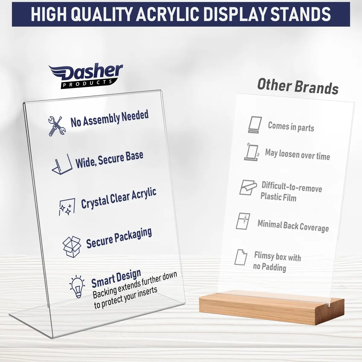 Dasher Products Acrylic Sign Holder 8.5 x 11 | Slant Back Display Stand for Office & Table Signs - view 3
