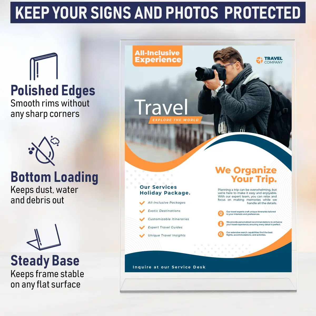 Dasher Products Acrylic Sign Holder 8.5 x 11 | Slant Back Display Stand for Office & Table Signs - view 4