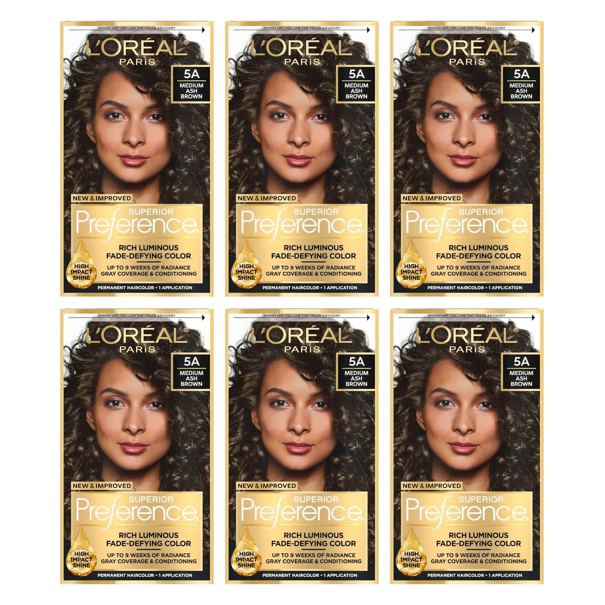 L'Oreal Superior Preference 5A Medium Ash Brown | Long-Lasting Ash Brown Hair Color Kit - main product image