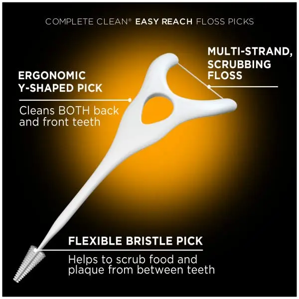 DenTek Complete Clean Easy Reach Floss Picks, Mouthwash Blast Flavor, 75 ct. (Pack of 4) | Advanced Fluoride Coating - view 4