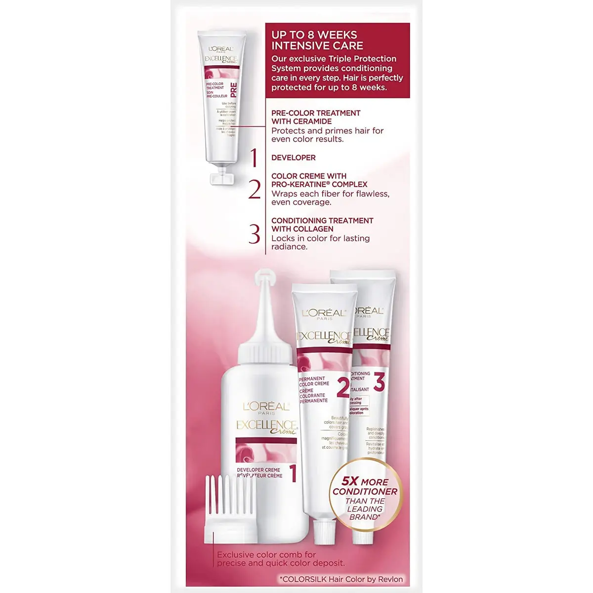 L'Oreal Excellence Creme Triple Protection Hair Color Light Reddish Brown 6RB | Permanent, Deep Nourishment, 6 Pack - view 8