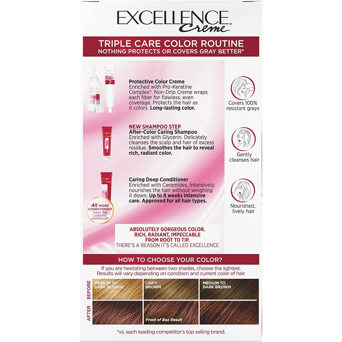 L'Oreal Excellence Creme Triple Protection Hair Color Light Reddish Brown 6RB | Permanent, Deep Nourishment, 6 Pack - view 4