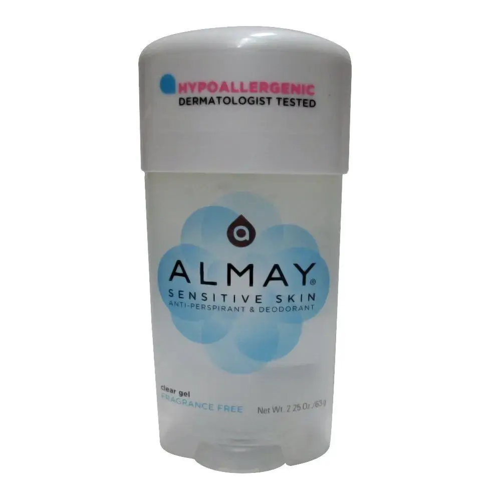 Almay Fragrance Free Clear Gel Antiperspirant & Deodorant 2.25 oz (Pack of 5) | Gentle Protection for Sensitive Skin - main product image