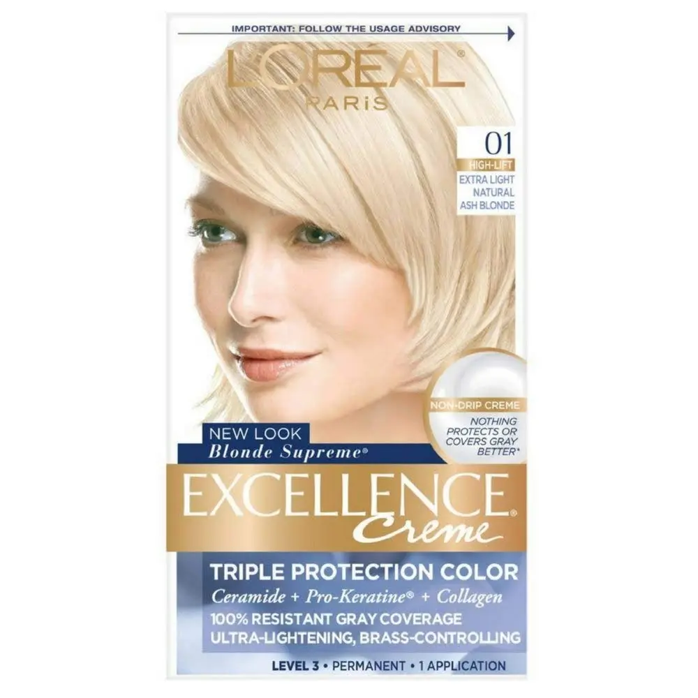 L'Oreal Paris Excellence Creme Haircolor Extra Light Ash Blonde 01 | Supports 100% Gray Coverage & Gentle Formula - main product image
