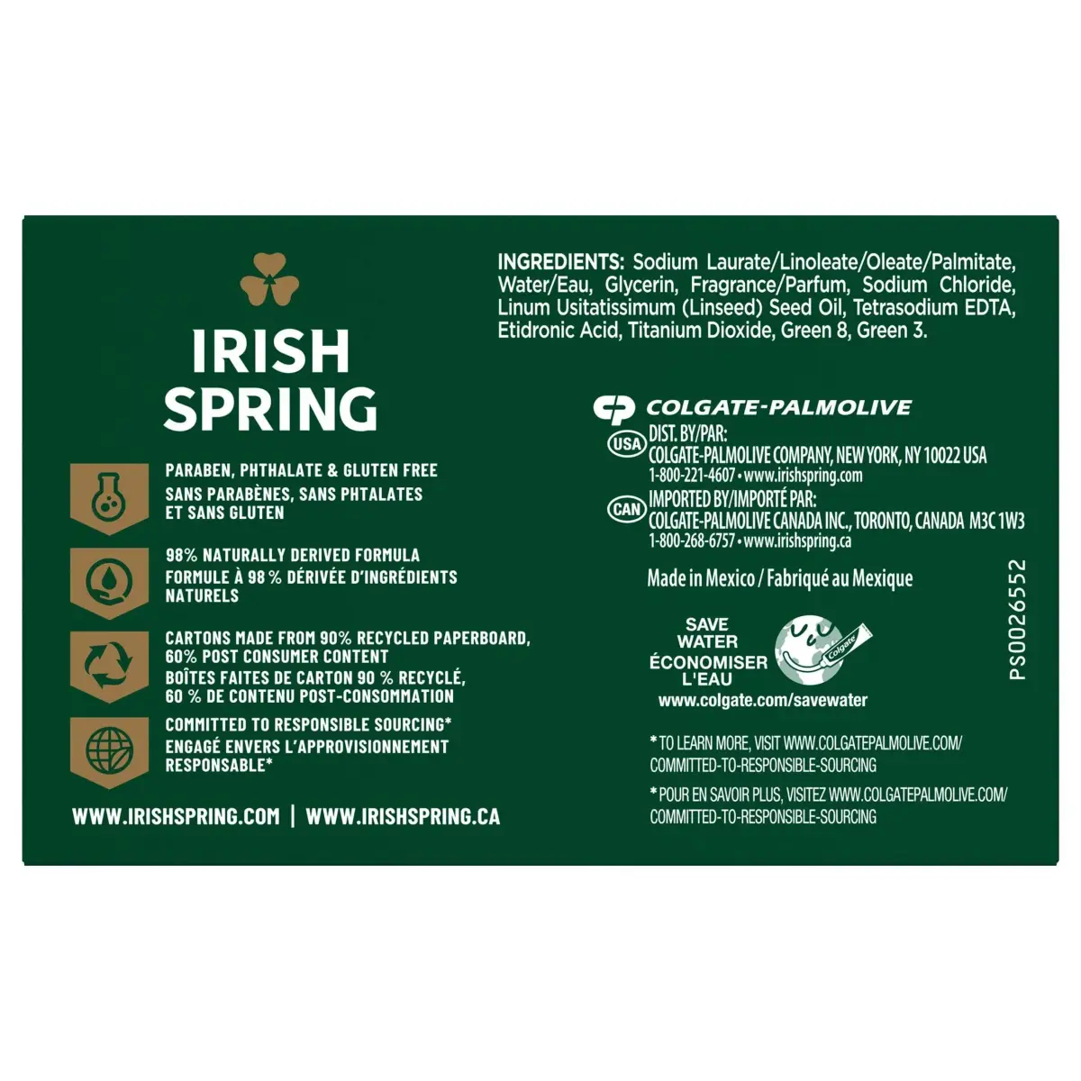Irish Spring Deodorant Bar Soap, Original, 90 oz (2.55 kg) | Classic Scent for Deep Cleansing - view 3