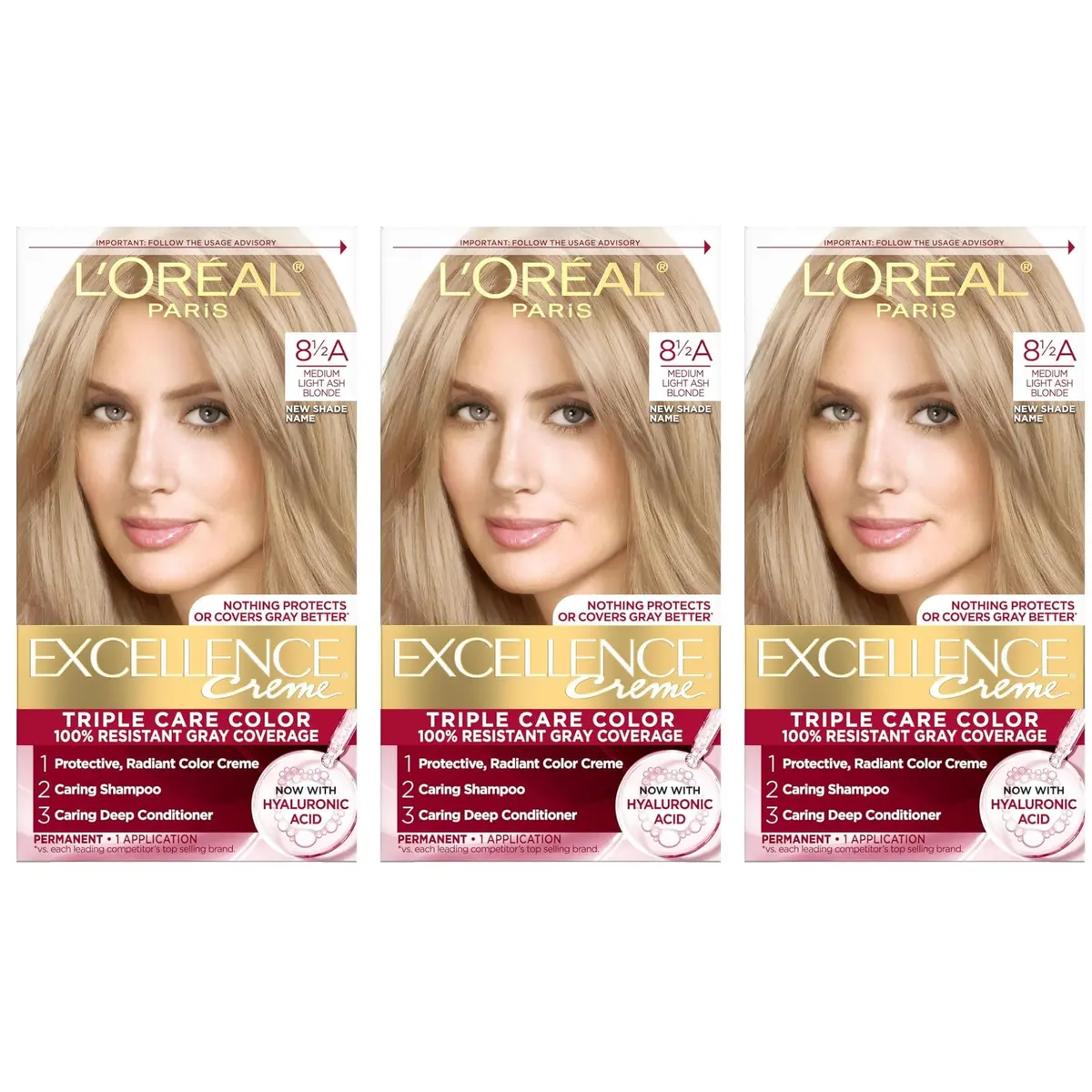 L'Oreal Paris Excellence Créme Permanent Hair Color 8.5A Champagne Blonde | Long-lasting, Gray Coverage, Easy Home Use - main product image
