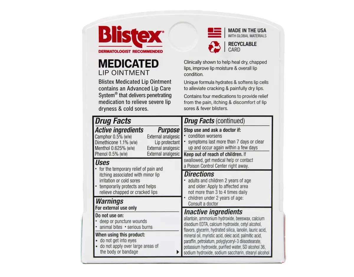Blistex Medicated Lip Ointment 0.21 oz (Pack of 8) | Hydrates & Heals Dry Lips - view 2