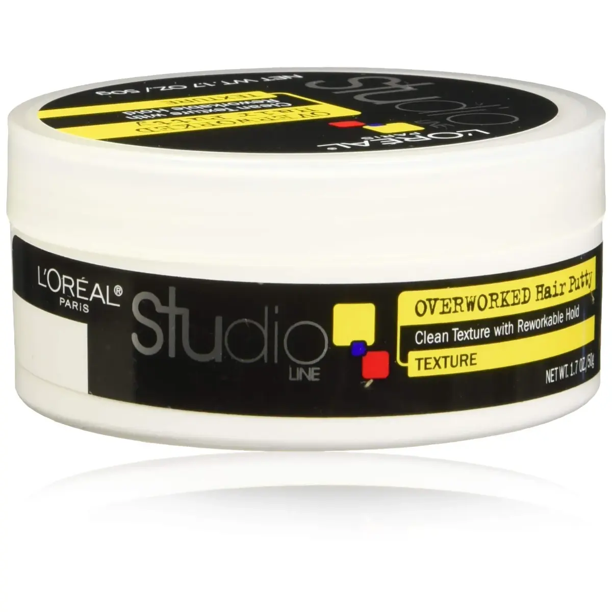 L'Oreal Paris Studio Line Overworked Hair Putty 1.7 oz (Pack of 4) | Flexible Hold & Matte Finish - main product image