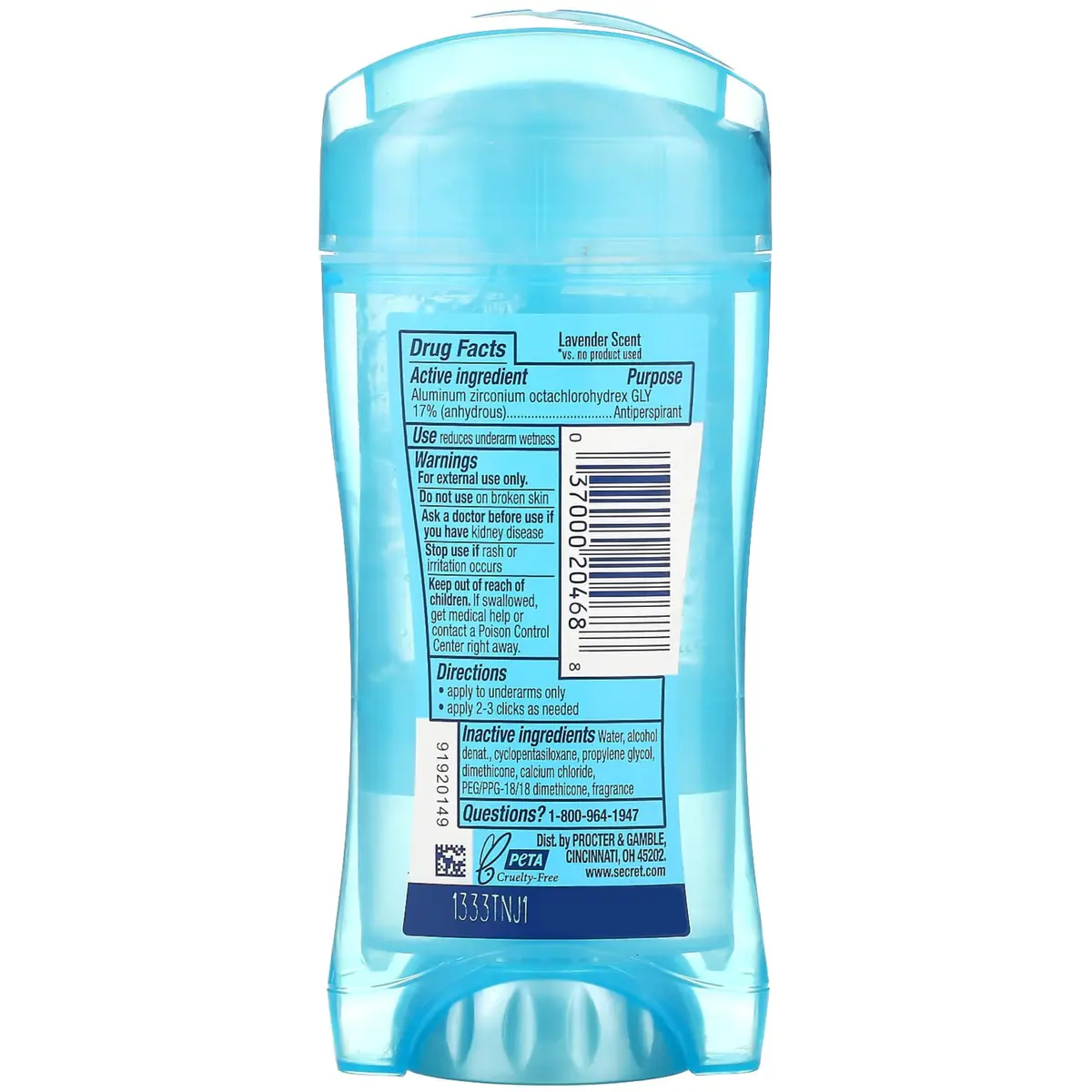 Secret Fresh Antiperspirant Deodorant for Women, 72hr Breathable Sweat & Odor Protection, Instant Freshness & Gentle, PH Balancing Minerals, Clear Gel, Lavender, 2.6 oz (Pack of 11) - view 8