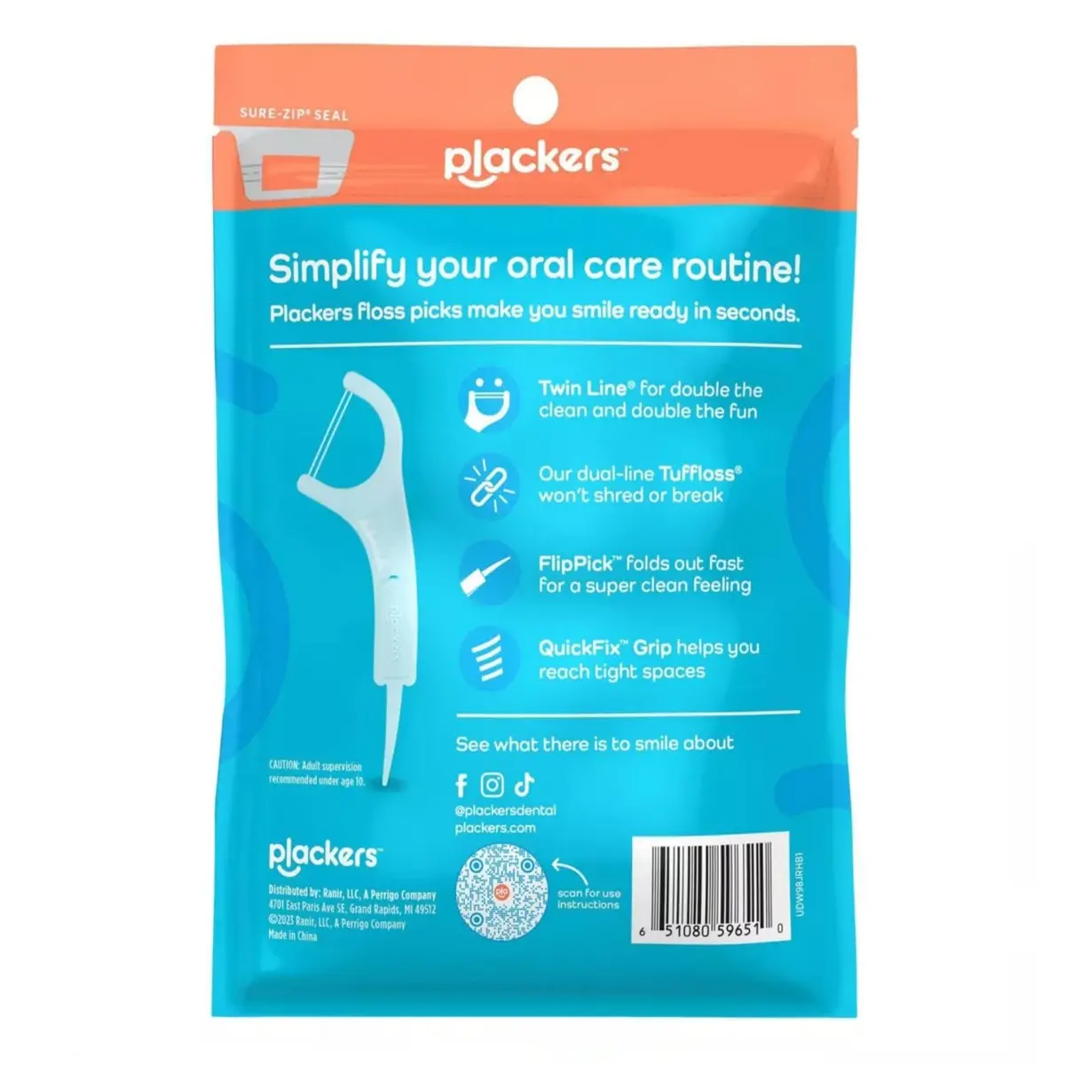 Plackers Twin-Line Dental Flossers Cool Mint 900 Count (30 x 30 Picks) | Whitening Floss Picks for Effective Cleaning - view 2