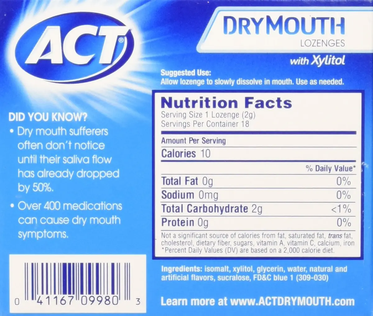 ACT Dry Mouth Soothing Mint Lozenges 54 Count (18 ea x 3) | Moisturizes Mouth Tissue & Refreshes Breath - view 2