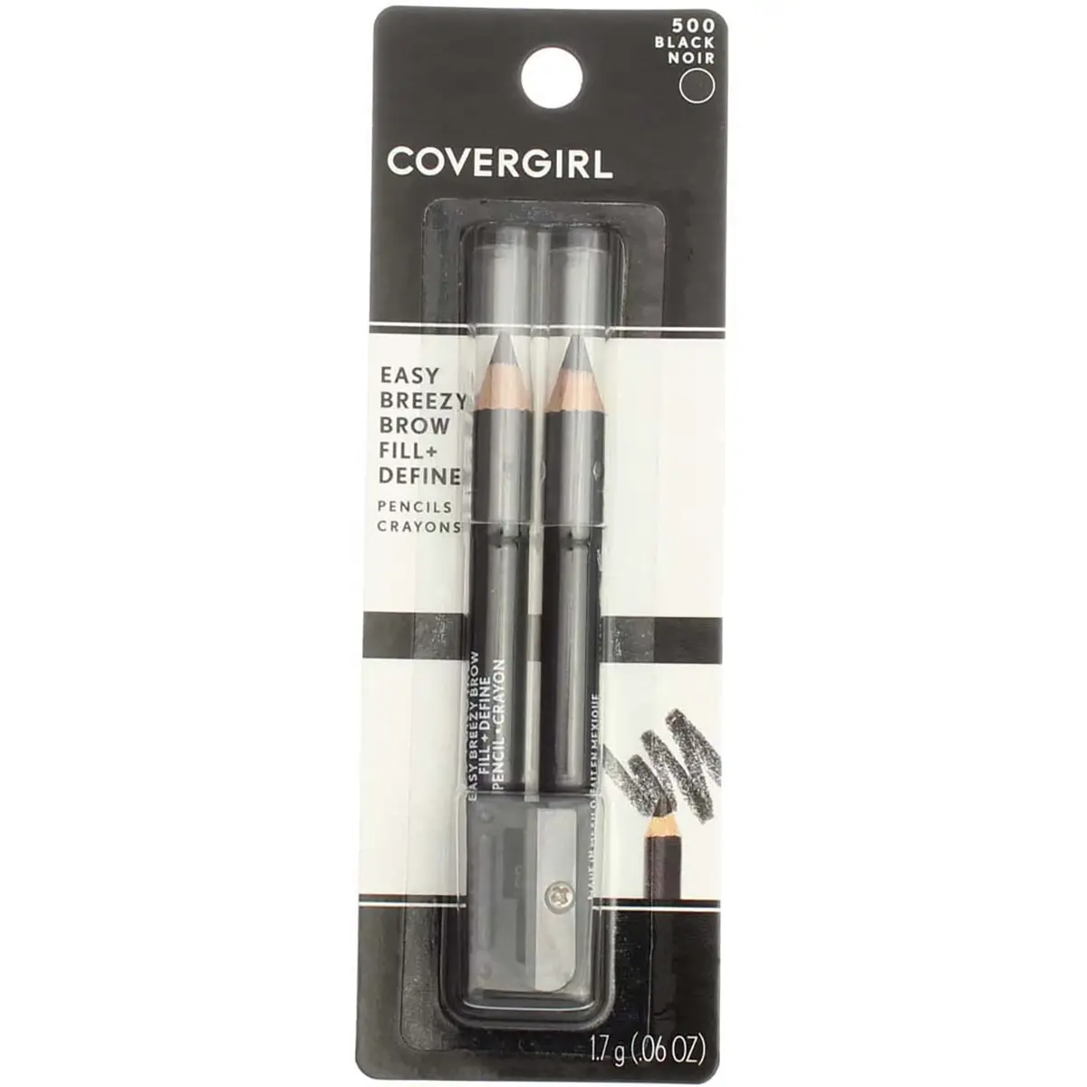 COVERGIRL Professional Brow & Eye Makers Eyeliner Pencil, Midnight Black 500, 1.8g (Pack of 10) | Twin Pencils for Brows & Eyes - main product image