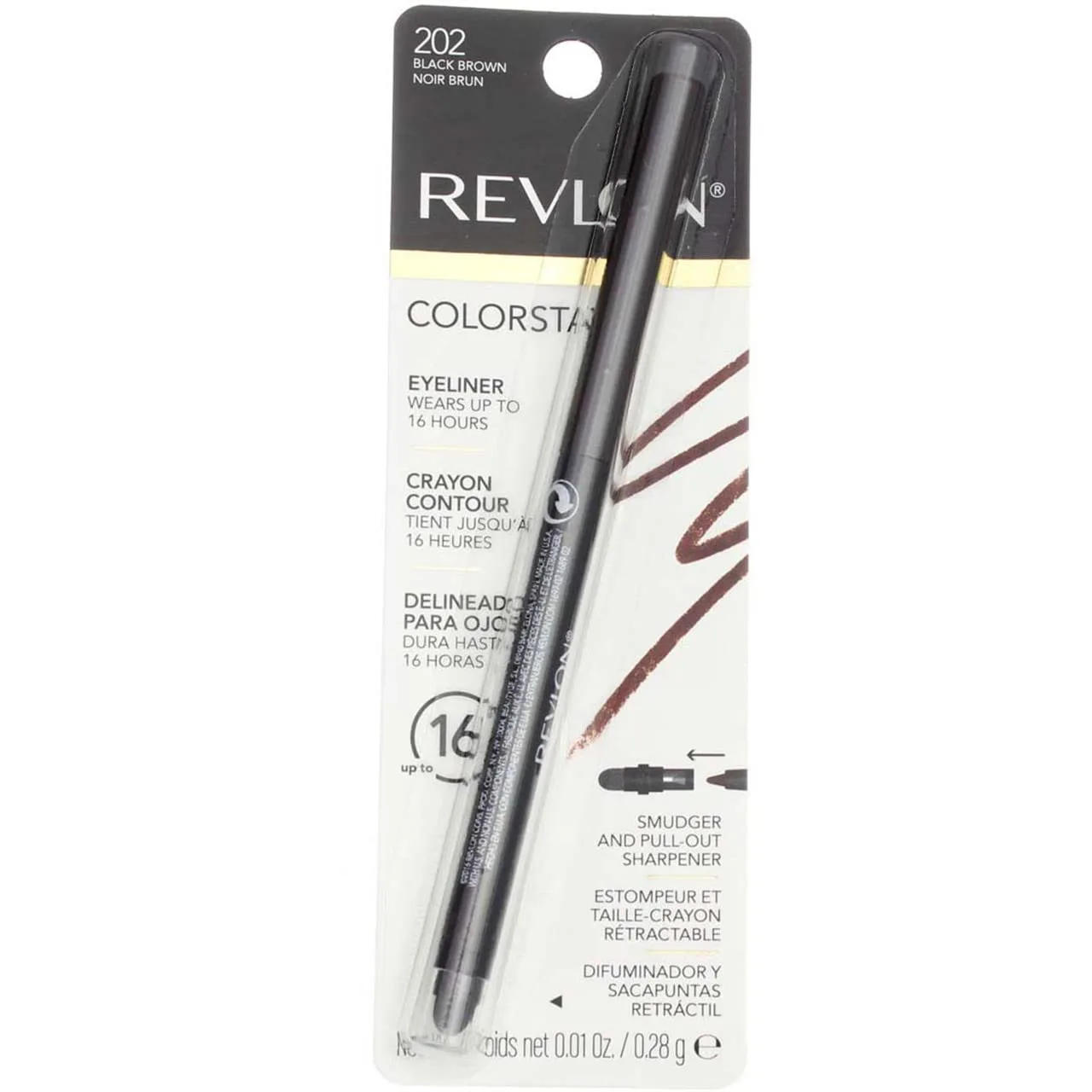 REVLON ColorStay Eyeliner Pencil Black Brown with Built-in Sharpener, 0.01 Oz | Waterproof & Smudgeproof - main product image