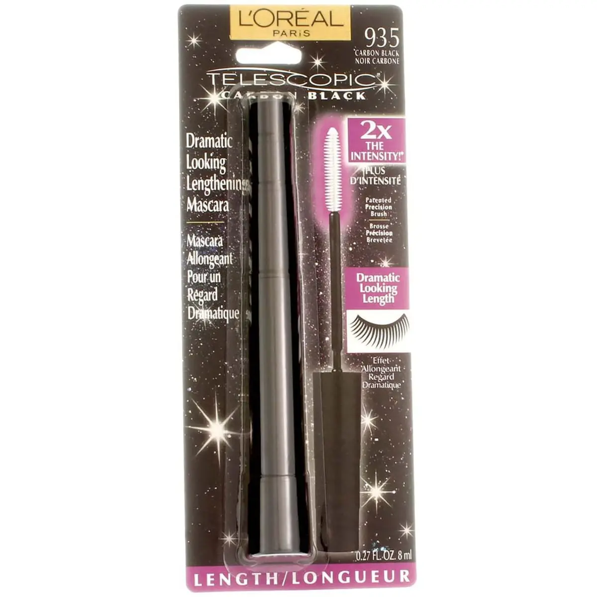 L'Oreal Paris Telescopic Mascara, Carbon Black 0.27 oz | Dramatic Length & Lash Separation - view 2