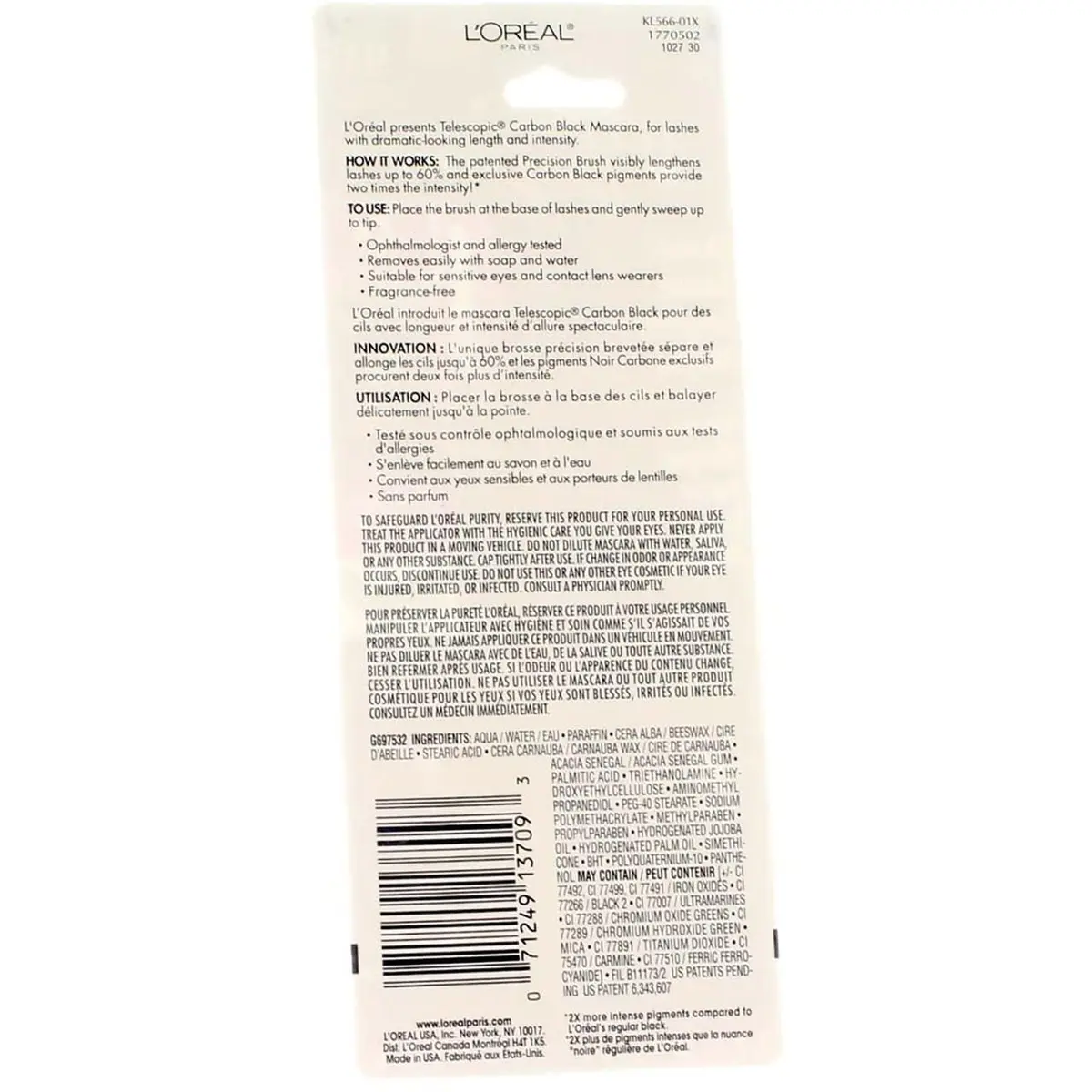L'Oreal Paris Telescopic Mascara, Carbon Black 0.27 oz | Dramatic Length & Lash Separation - view 4