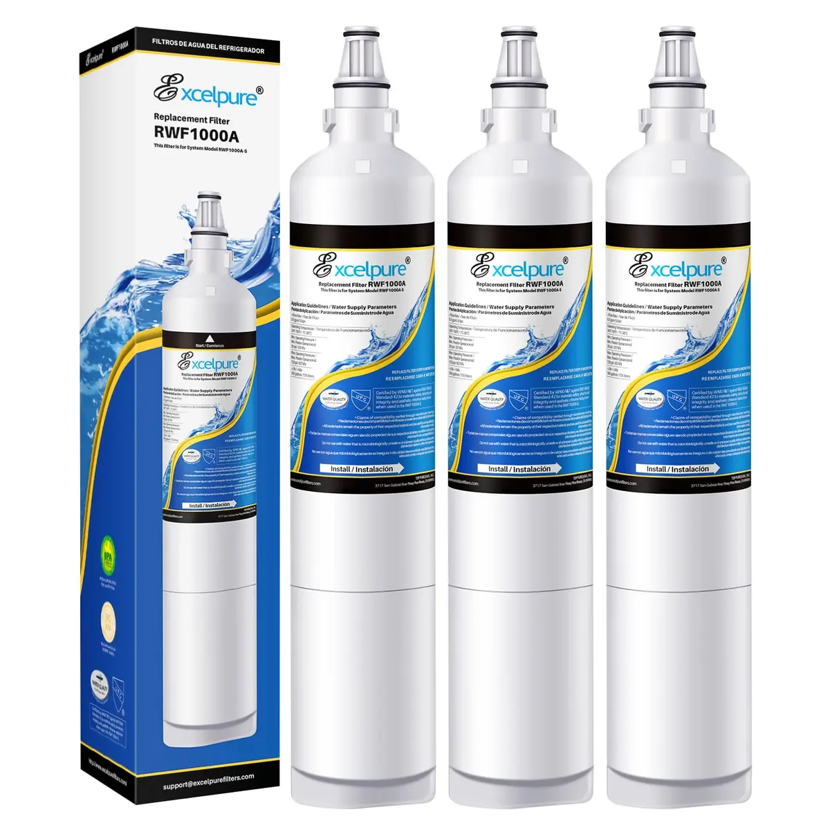 EXCELPURE Water Filter Replacement for LG LT600P 3-Pack | NSF Certified, 99.99% Sediment & Turbidity Filtration - main product image