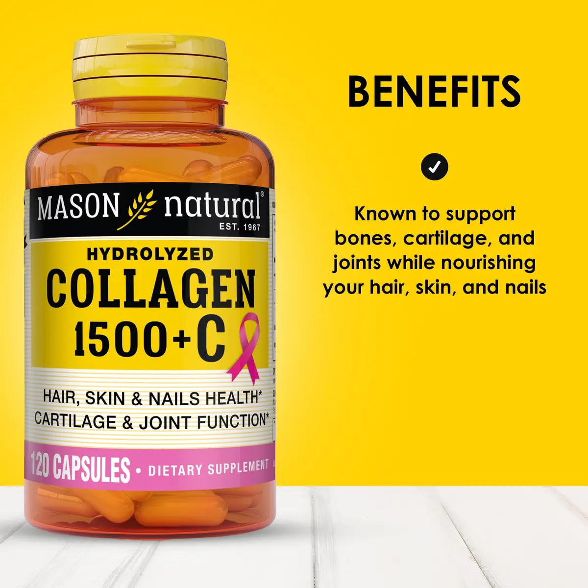 MASON NATURAL Collagen with Vitamin C & Biotin 1500mg | Supports Hair, Skin & Nails (70-120 chars) - view 2