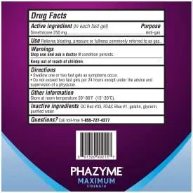 Phazyme Maximum Strength Gas and Bloating Relief 36 Fast GELS Pack of 3 | 250 mg Simethicone & 750 mg Calcium Carbonate | Fast-Acting Chewable Relief - view 13