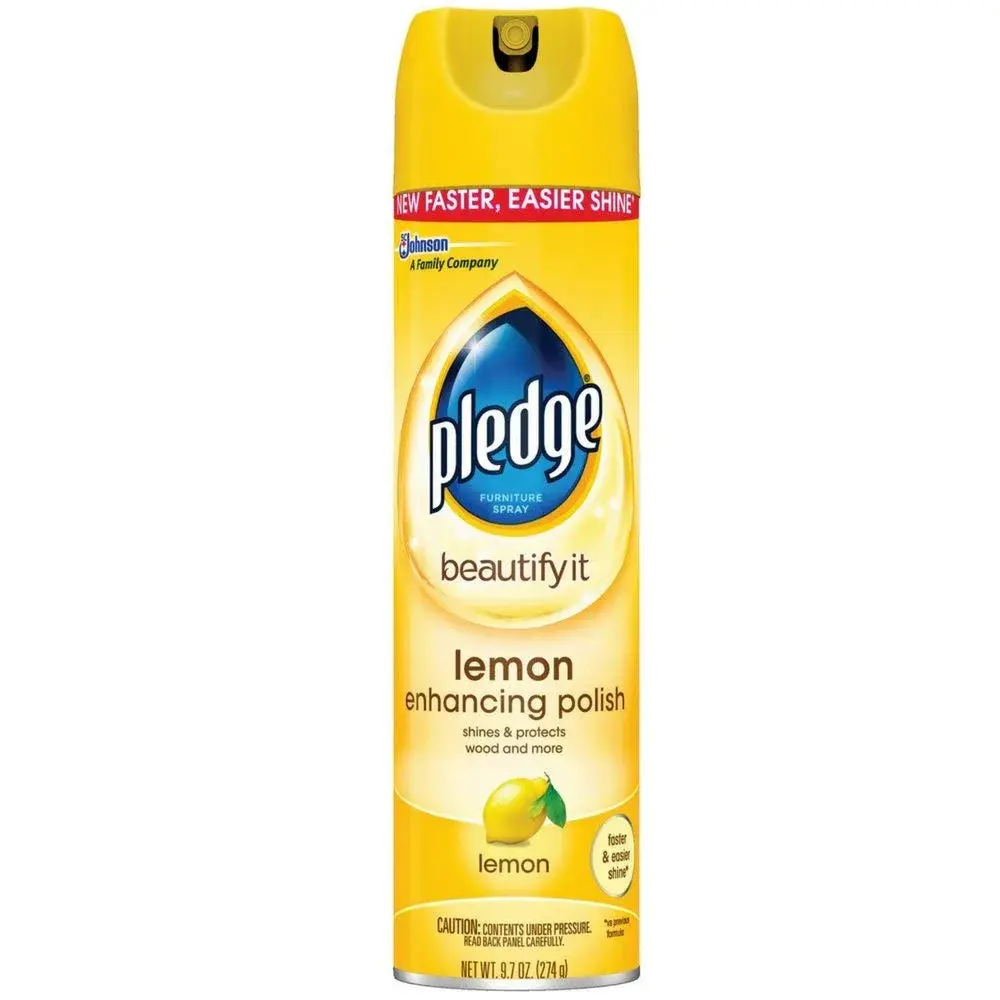Pledge Enhancing Polish Spray Lemon Scent 287ml (9.7 Fl Oz) Pack of 4 | Cleans, Shines, Protects Wood & Stainless Steel - main product image