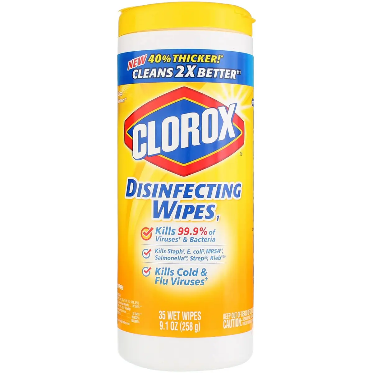 Clorox Disinfecting Wipes Lemon 35CT | Thick, 99.9% Germ Kill, Bleach-Free, Multi-Surface (enables 210 wipes, 2.27kg) - main product image