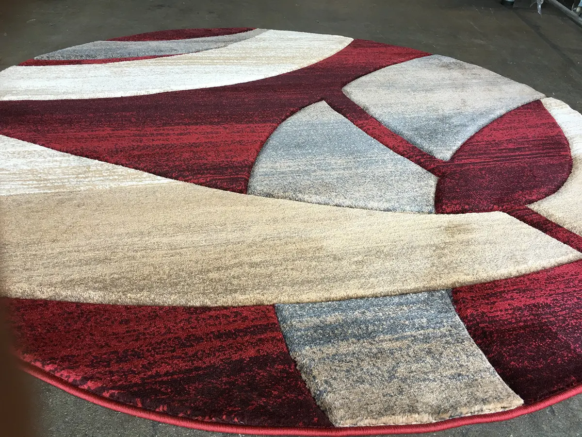 Sculpture Modern Round Contemporary Area Rug Red Burgundy Design 248 (5 Feet 6 Inch x 5 Feet 6 Inch) | Soft, Durable & Stylish - view 4