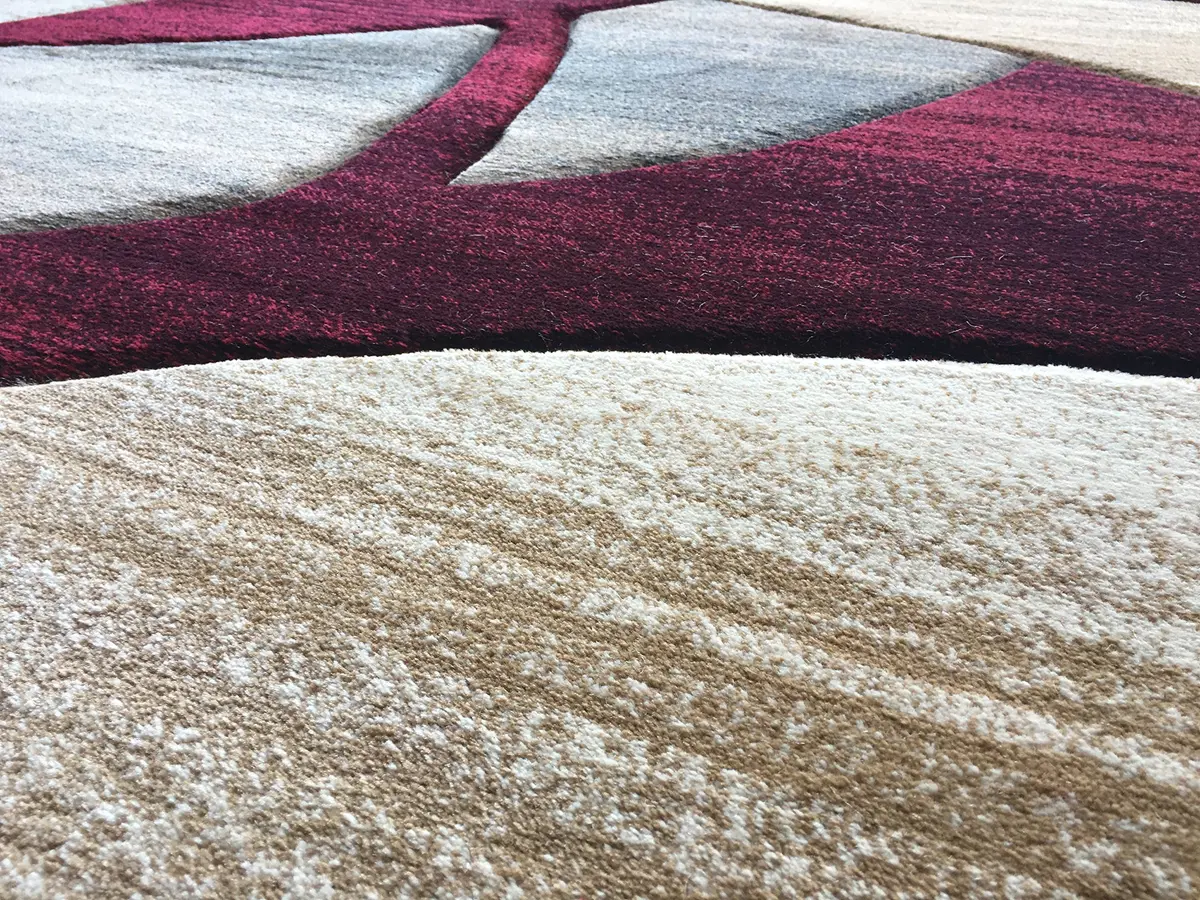 Sculpture Modern Round Contemporary Area Rug Red Burgundy Design 248 (5 Feet 6 Inch x 5 Feet 6 Inch) | Soft, Durable & Stylish - view 6
