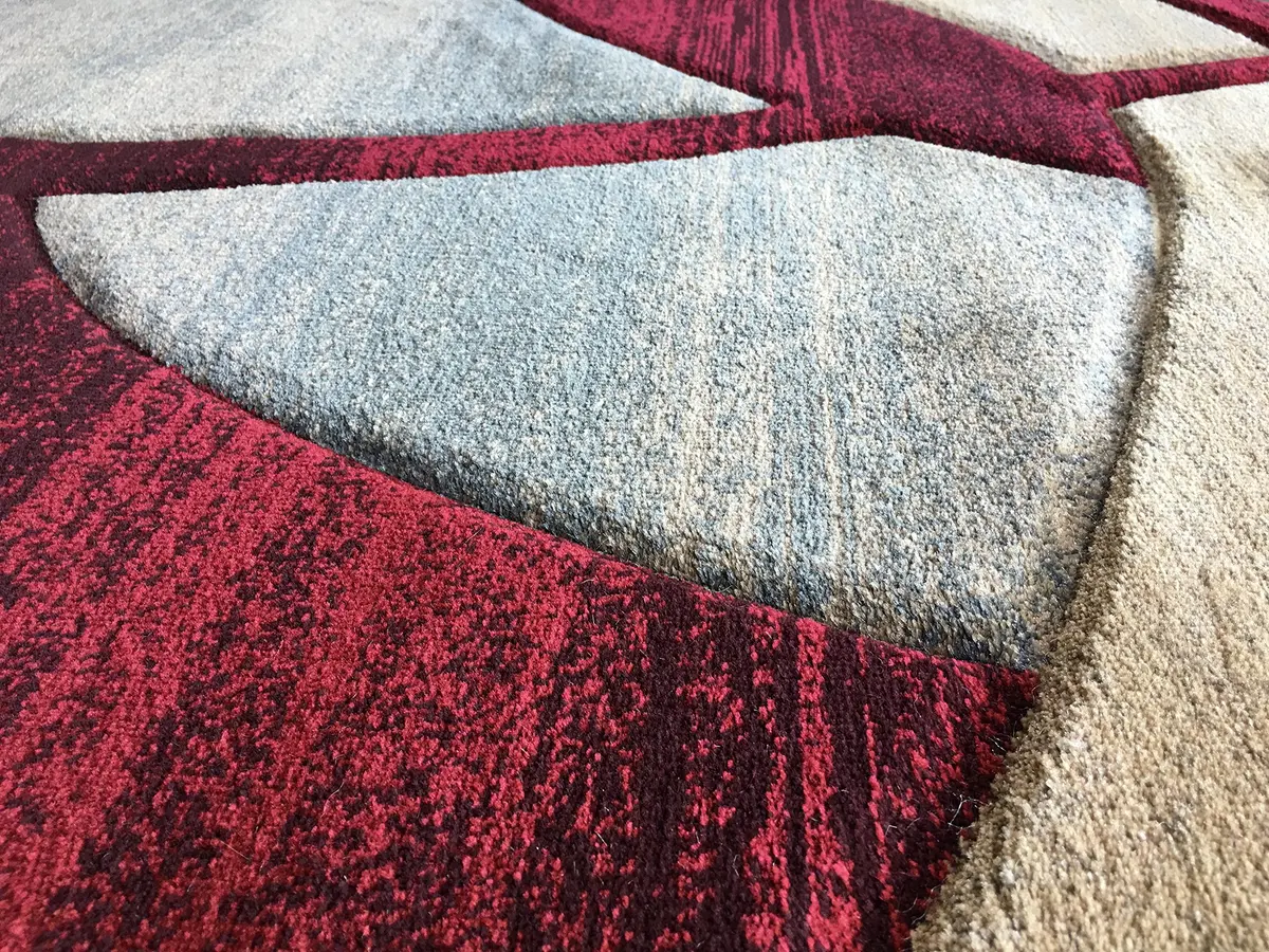 Sculpture Modern Round Contemporary Area Rug Red Burgundy Design 248 (5 Feet 6 Inch x 5 Feet 6 Inch) | Soft, Durable & Stylish - view 3