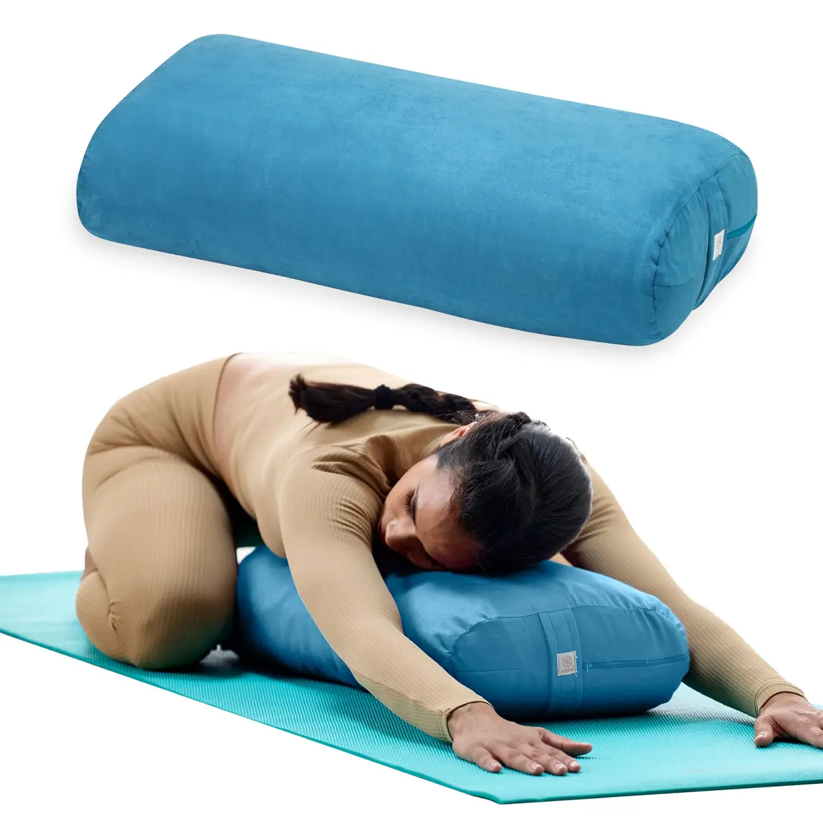 Gaiam Yoga Bolster Pillow Supportive Cushion for Restorative Yoga | Teal - main product image