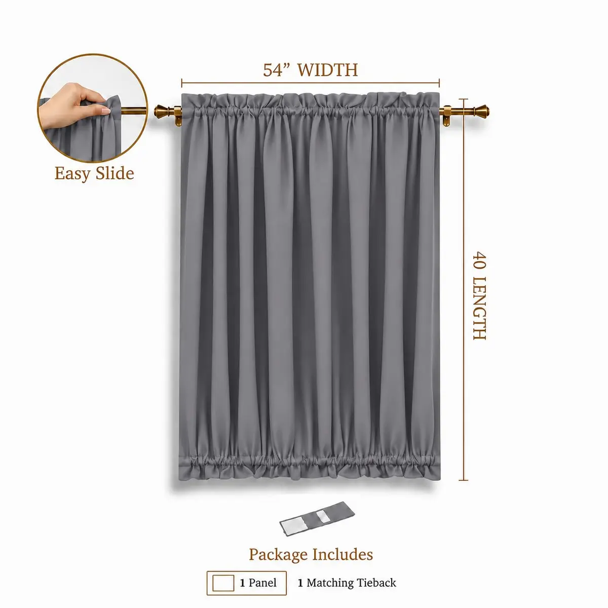 Aquazolax Grey Curtains for Door Window 54W x 40L | Elegant Privacy & Light Control - view 2