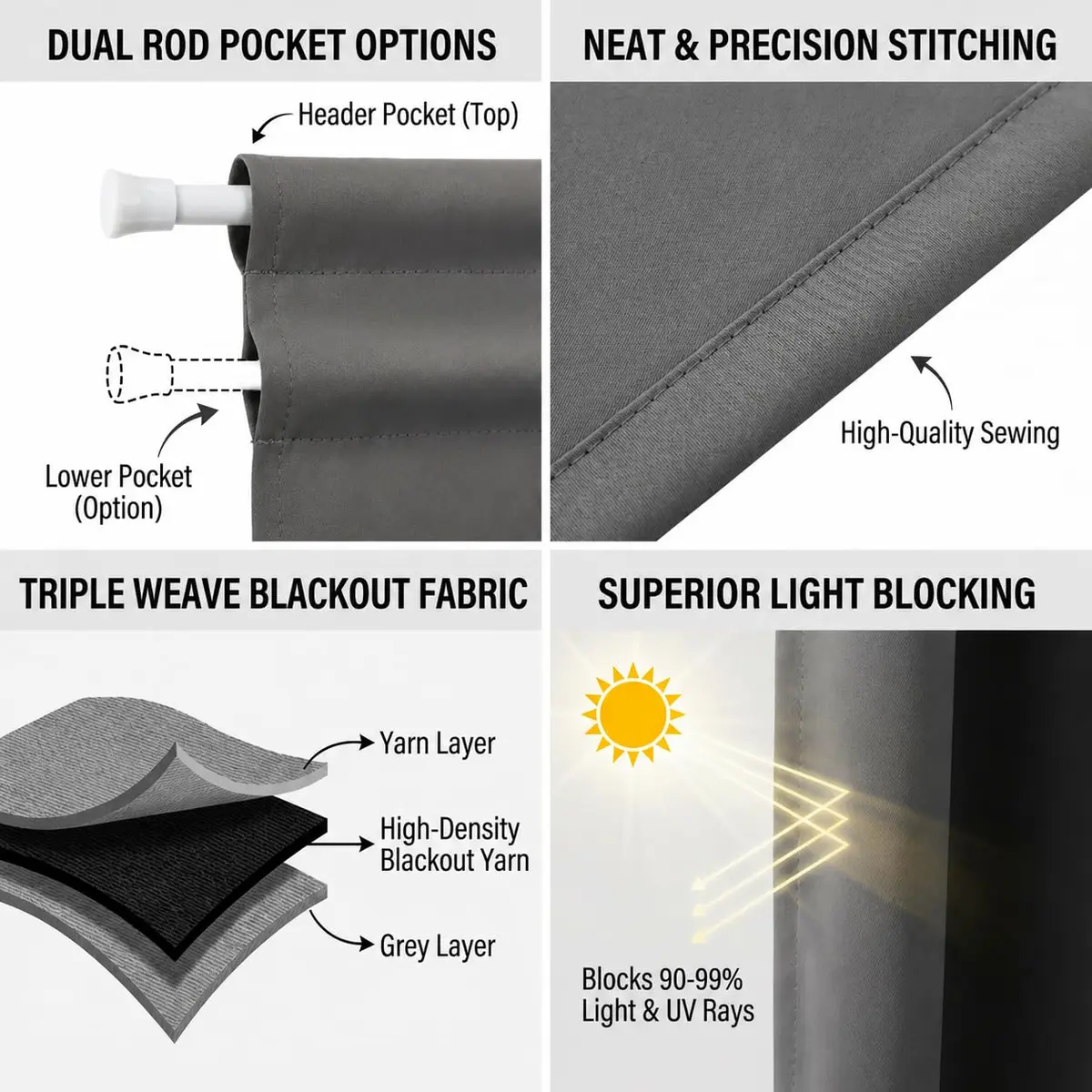 Aquazolax Grey Curtains for Door Window 54W x 40L | Elegant Privacy & Light Control - view 4
