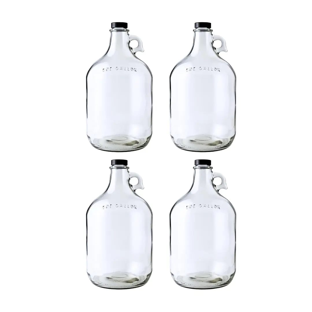 FastRack 1 Gallon Glass Jug | 4 Pack with Polyseal Caps | Laundry & Kitchen Storage - main product image