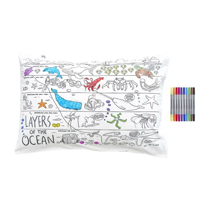eatsleepdoodle Cotton World Map Coloring Pillowcase, 10pk | Washable Markers for Kids' Art & Sleep - view 4