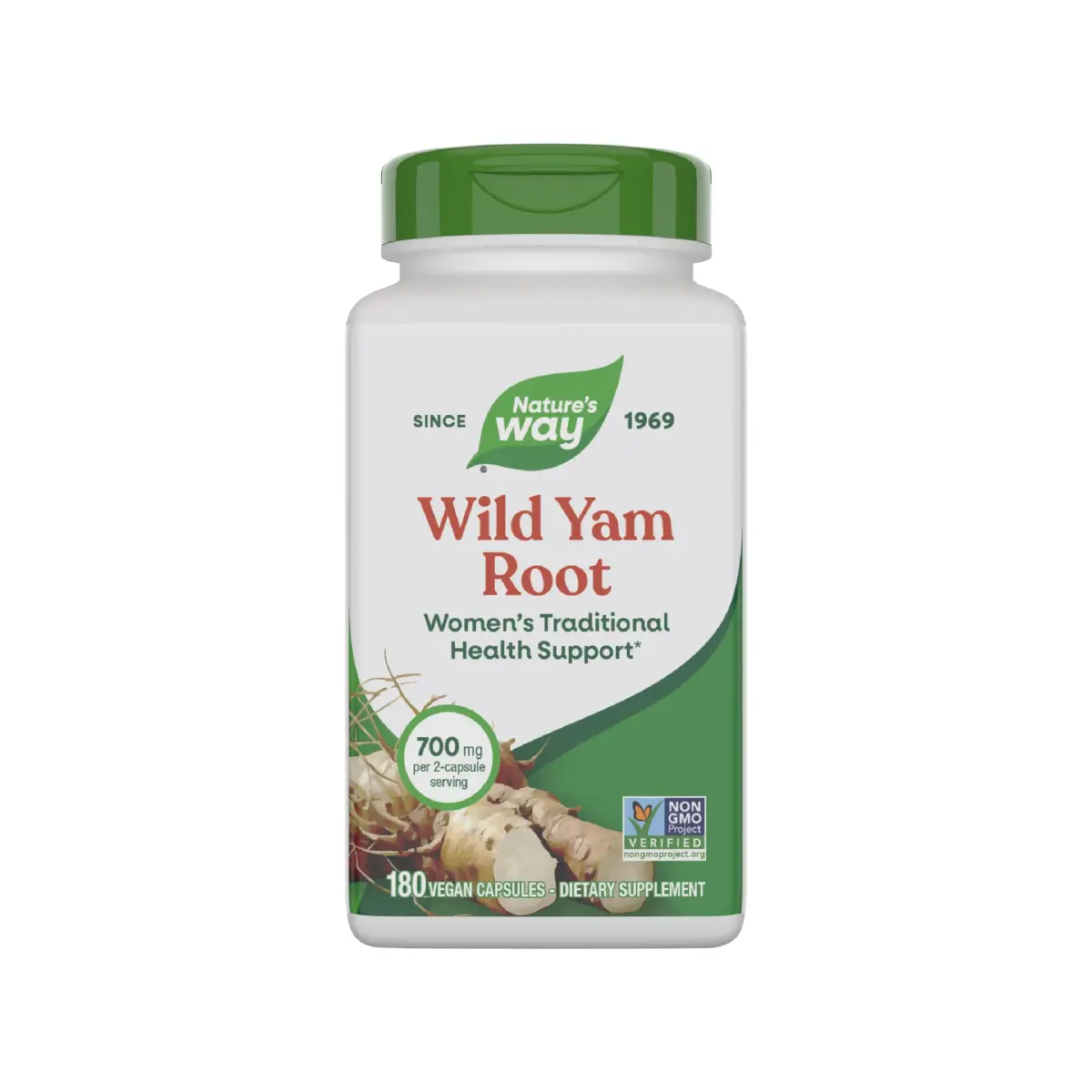 Nature's Way Wild Yam Root Capsules 180 Count (90 Servings) | Traditional Women's Health Support - main product image