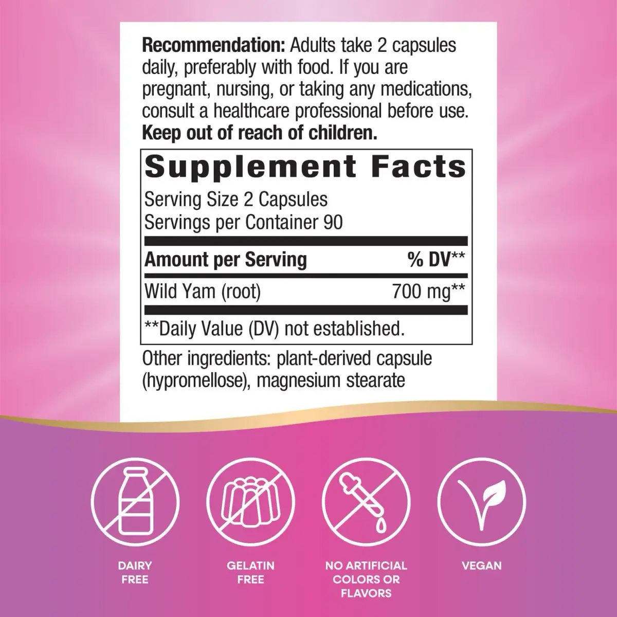 Nature's Way Wild Yam Root Capsules 180 Count (90 Servings) | Traditional Women's Health Support - view 2