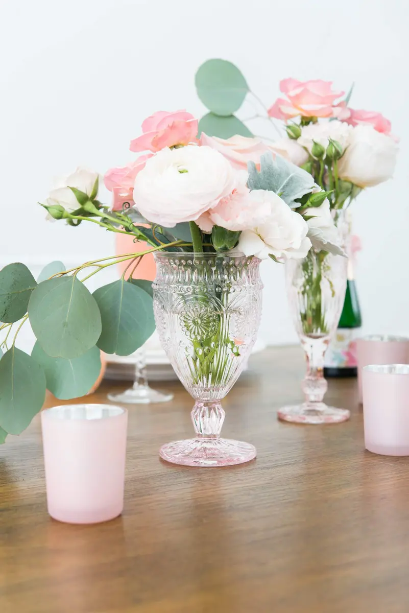 Weddingstar Vintage Inspired Pressed Glass Goblet, Blush Pink, 10 fluid ounces | Elegant vintage glassware for special occasions - view 2