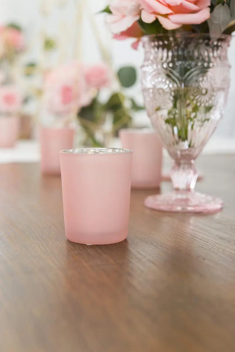 Weddingstar Vintage Inspired Pressed Glass Goblet, Blush Pink, 10 fluid ounces | Elegant vintage glassware for special occasions - view 3