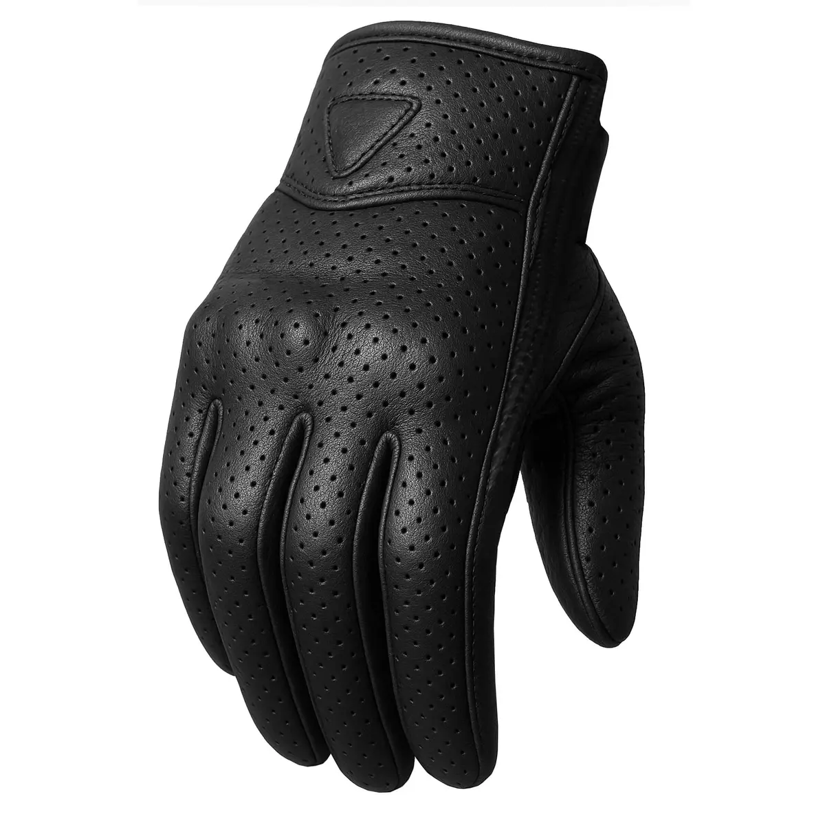 Jackets 4 Bikes Perforated Black Leather Motorcycle Gloves Small | Premium Aniline Goat Leather with Gel Palm Grip - main product image